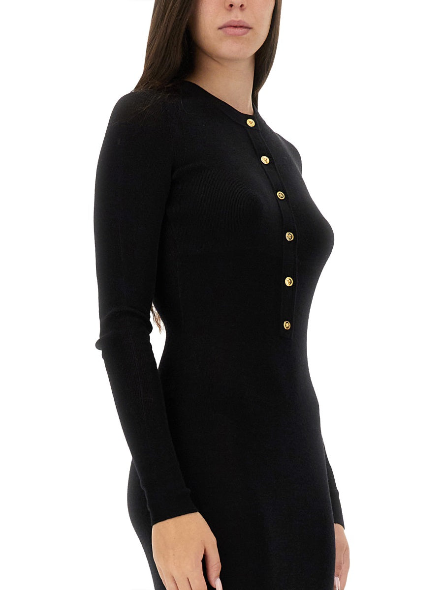 VERSACE Wool Dress with Buttons - Size 40 IT