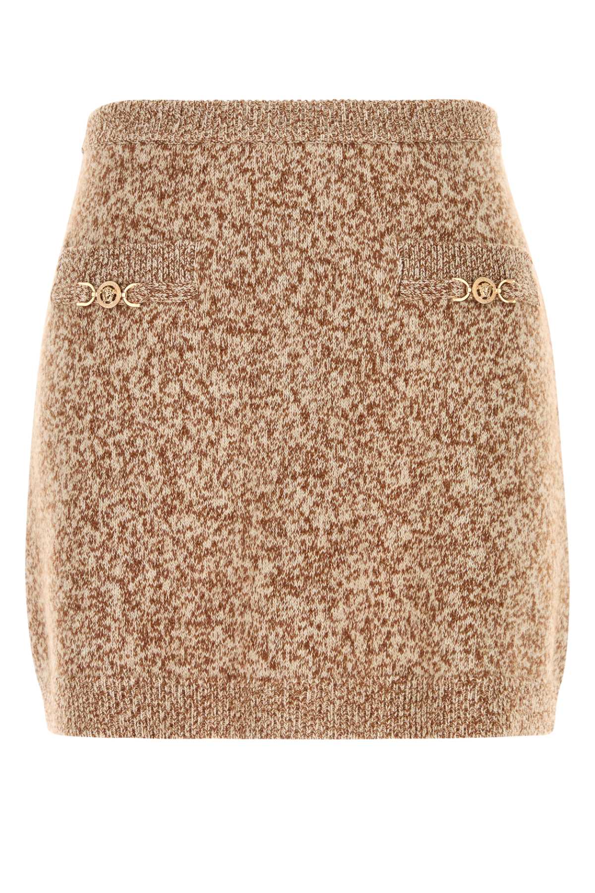 VERSACE Two-Tone Virgin Wool Blend Mini Skirt