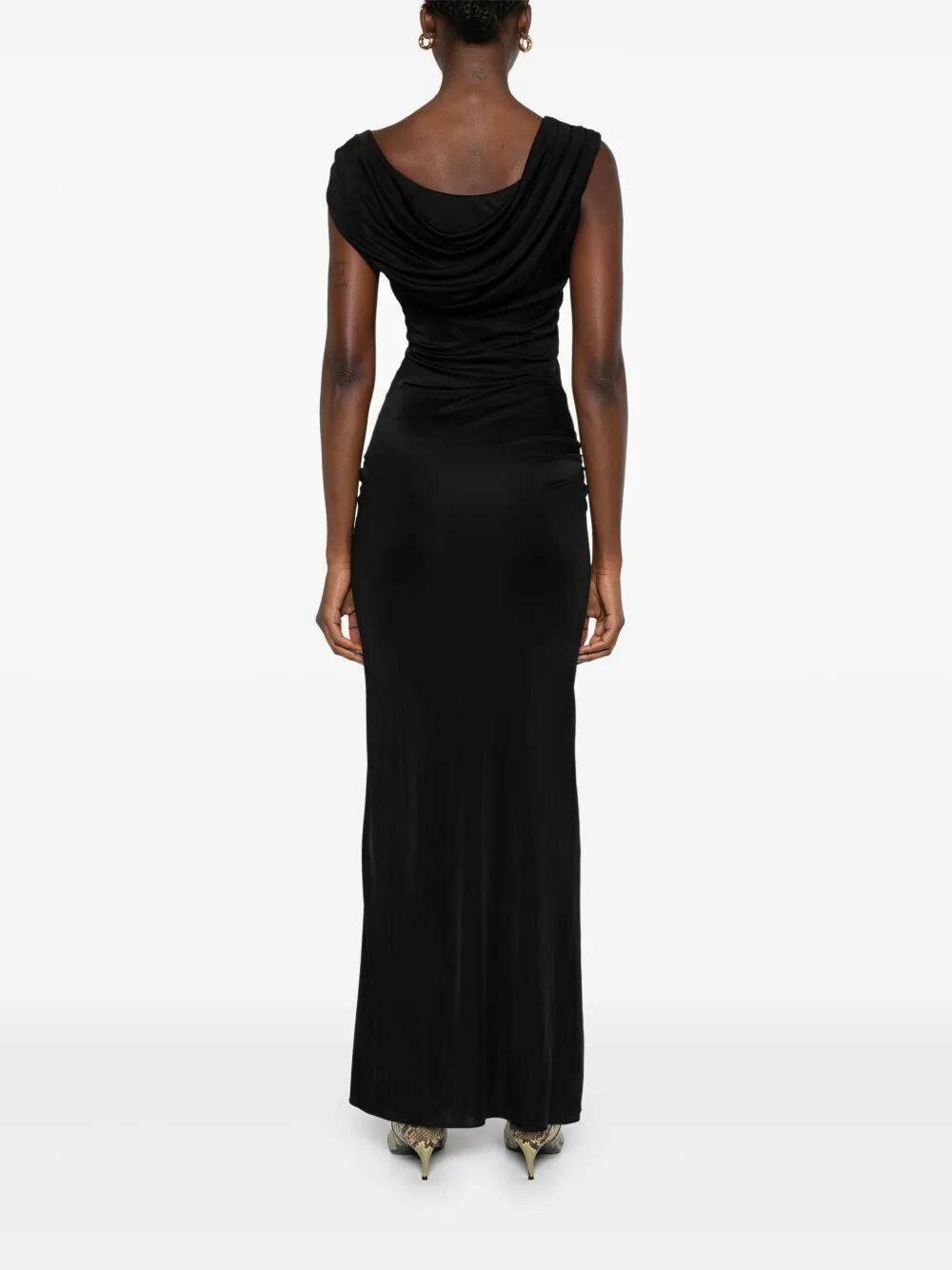 VERSACE Draped Asymmetric Neckline T-Shirt Gown - Size 40