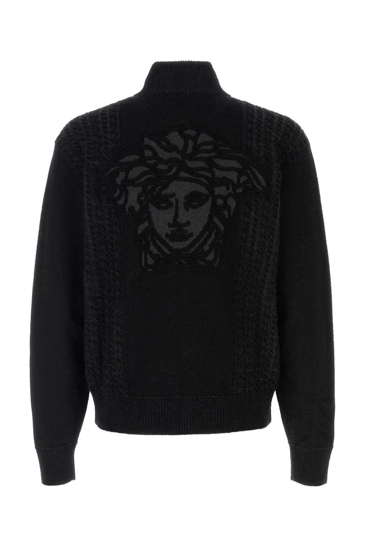VERSACE Black Jacquard Cardigan for Men - FW25