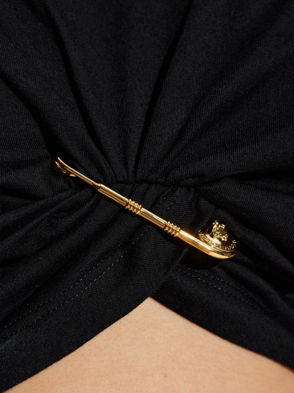 VERSACE Baroque Safety Pin Crop T-Shirt - Size 40