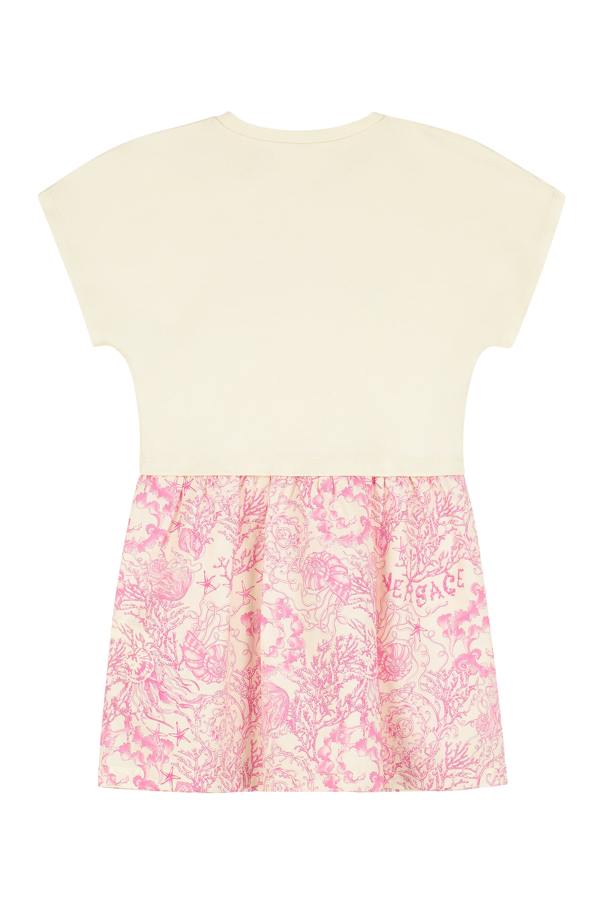 YOUNG VERSACE Mini Cotton Blend Dress with Ribbed Collar