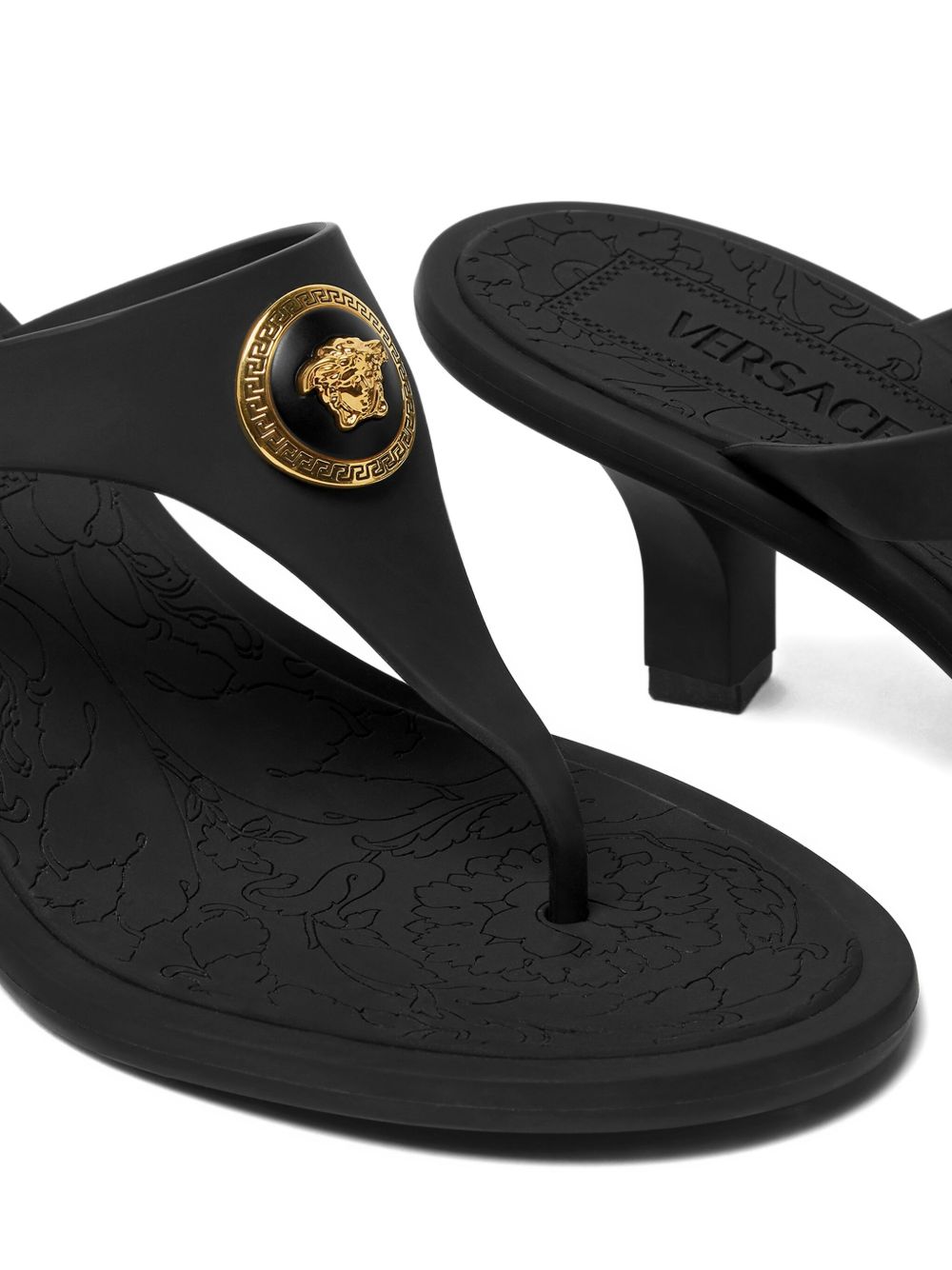 VERSACE Chic Slip-On Style Kitten Heel Sandals