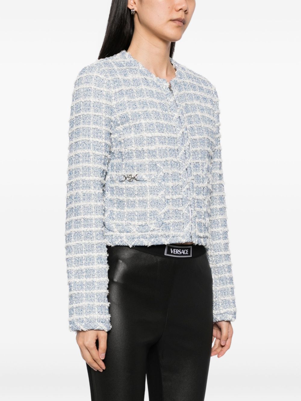 VERSACE Tweed Jacket with Front Zip for Women - FW25 Collection