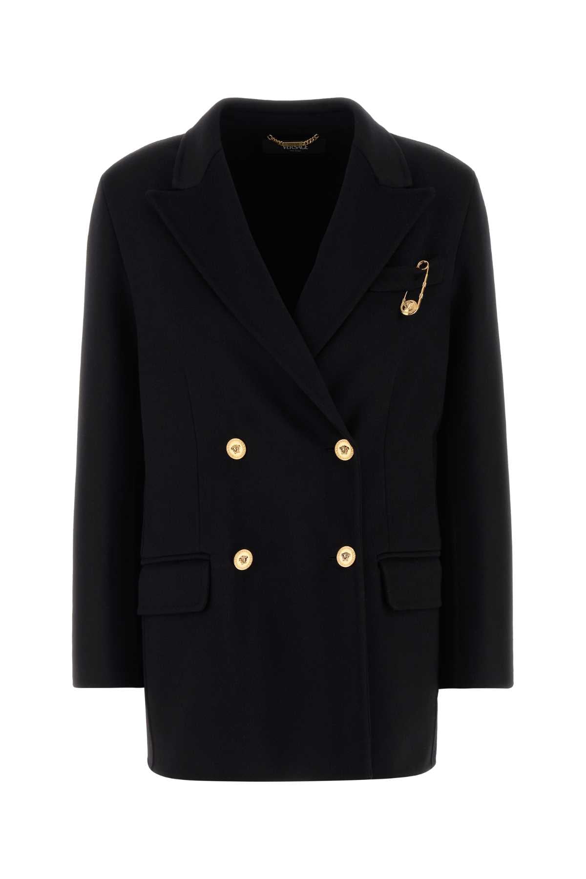 VERSACE Wool Cashmere Split Peacoat Jacket for Women