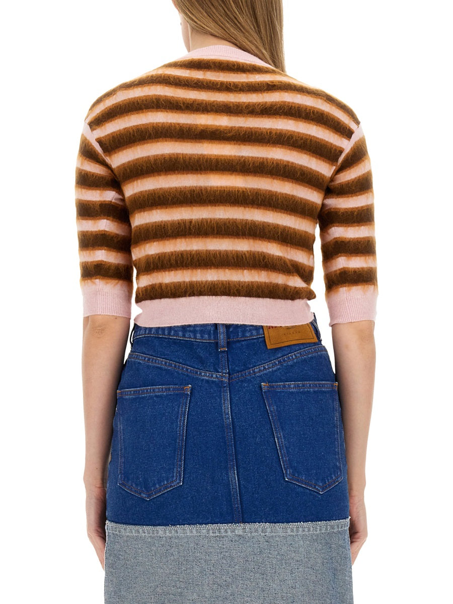 MARNI Cropped Stripe Pattern Cardigan