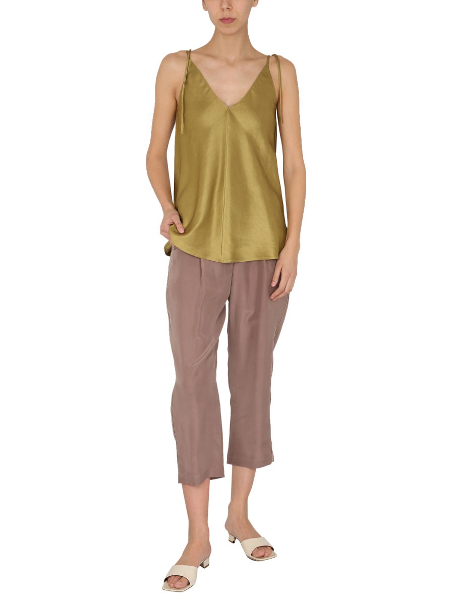 ALYSI Linen Adjustable Shoulder Top