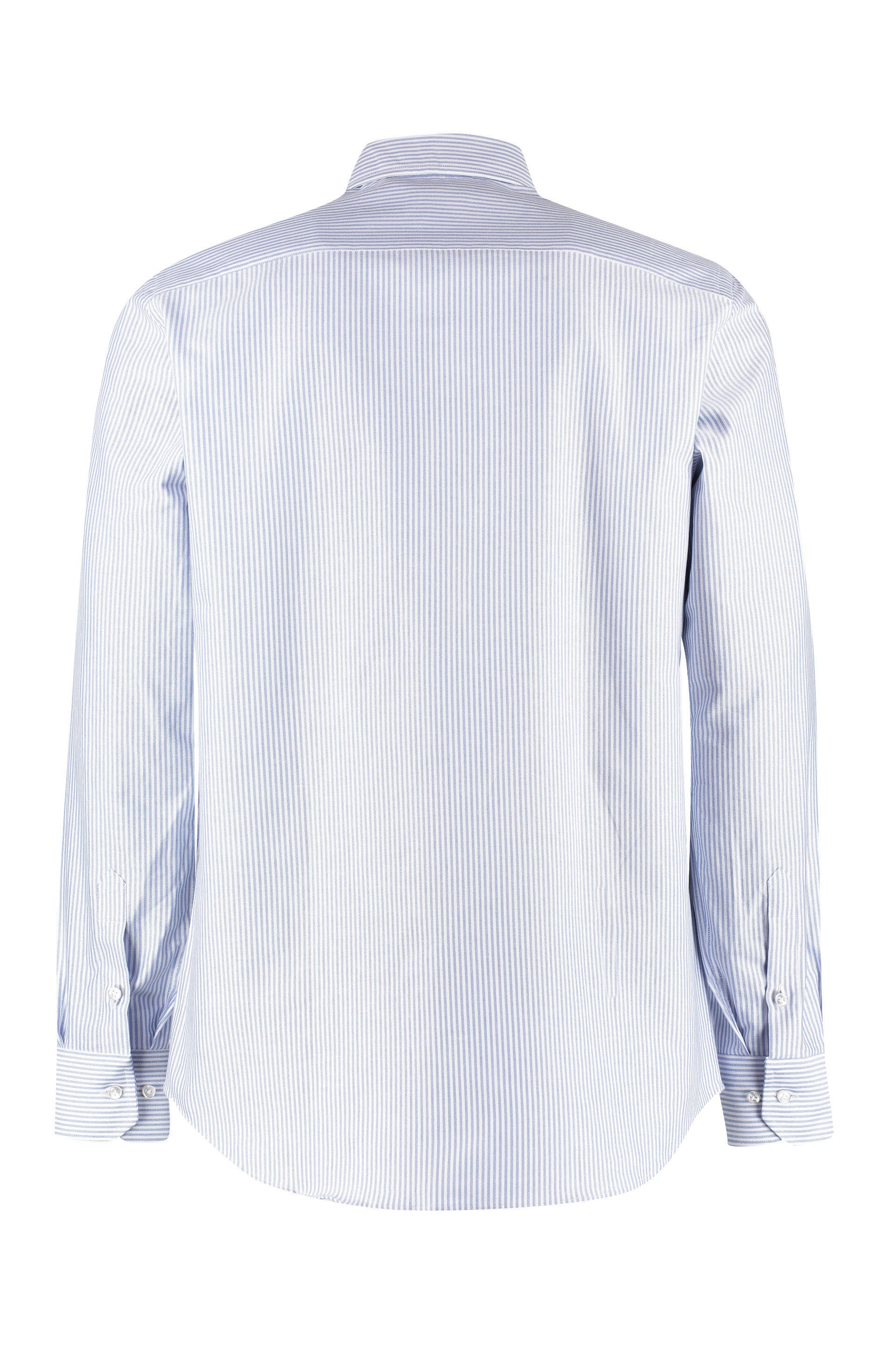 THE (ALPHABET) Multicolor Striped Cotton Shirt - Men's Rounded Hem