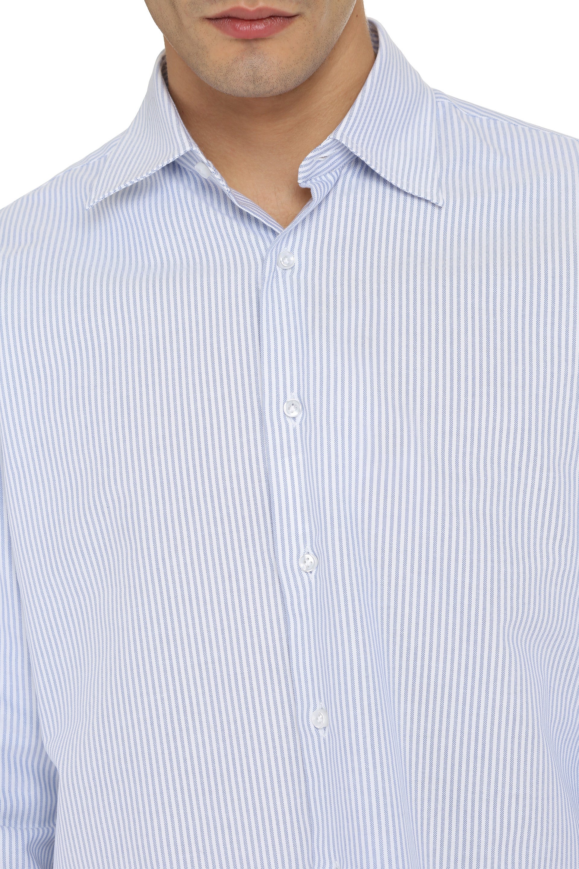 THE (ALPHABET) Multicolor Striped Cotton Shirt - Men's Rounded Hem