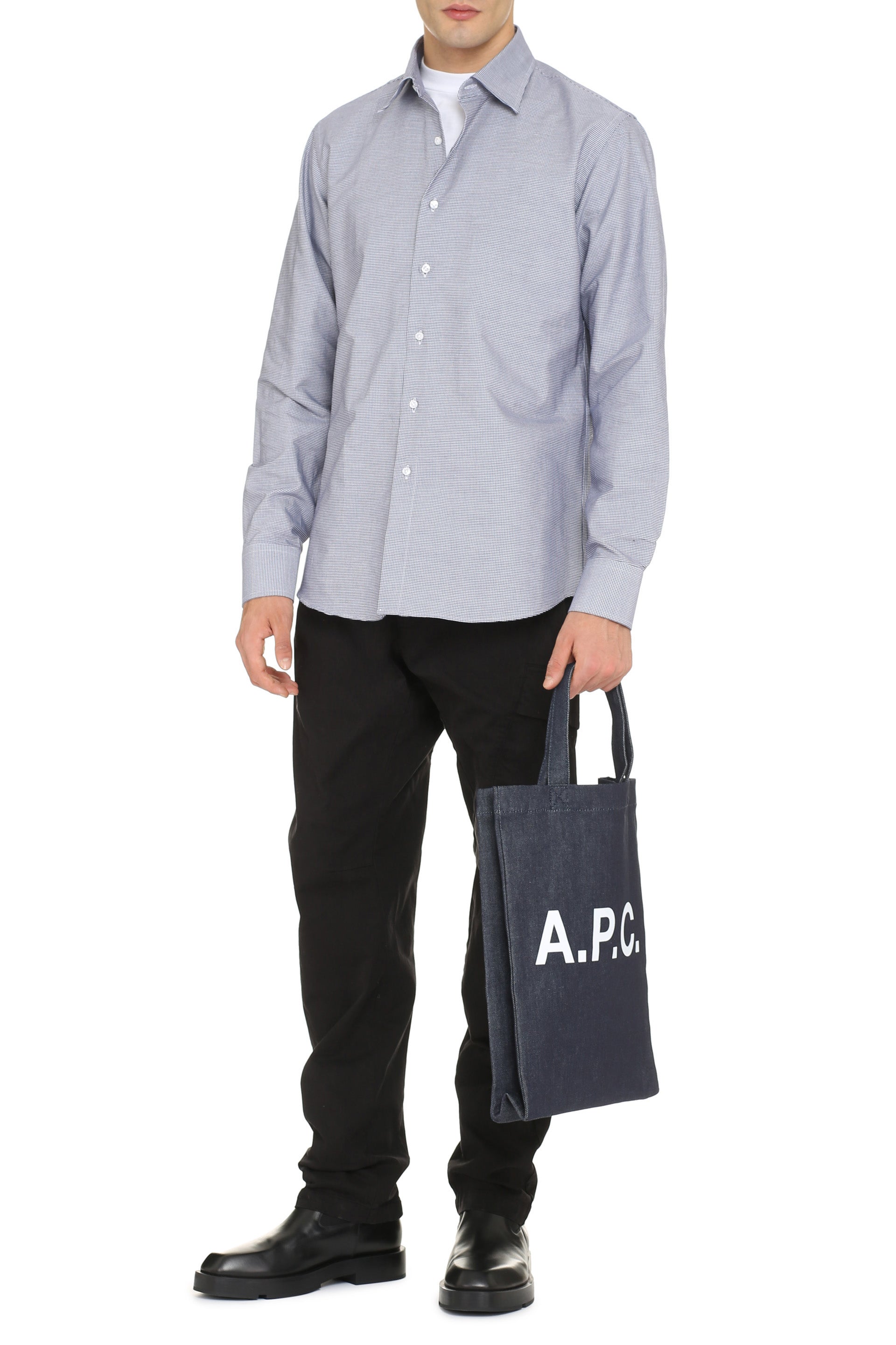 THE (ALPHABET) The Mini Gingham Print Cotton Shirt