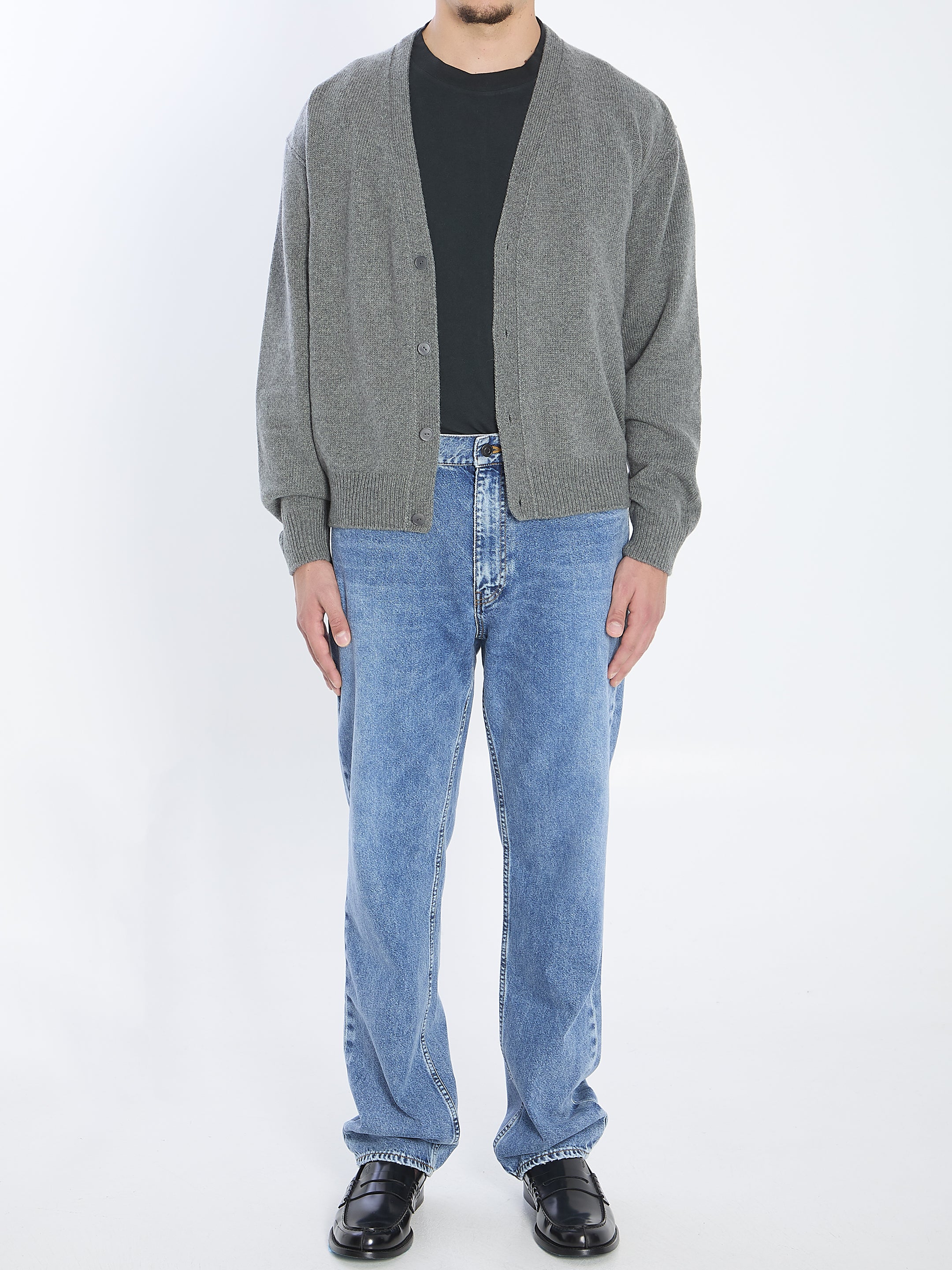 THE ROW Men's Mid-Weight Cardigan with V-Neck and Button Closure - Size M