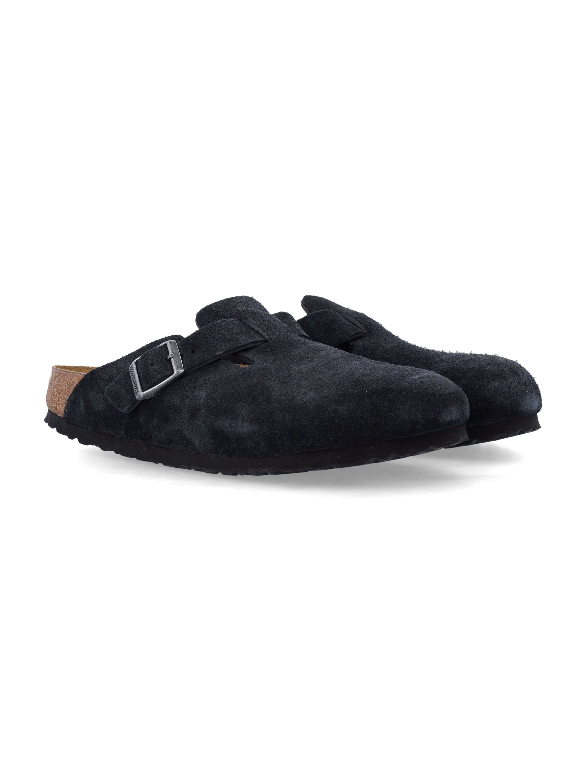 BIRKENSTOCK Suede Leather Slip-On Slippers with Buckle Detail