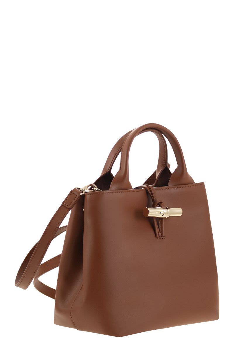 LONGCHAMP Mini Leather Handbag with Bamboo Clasp