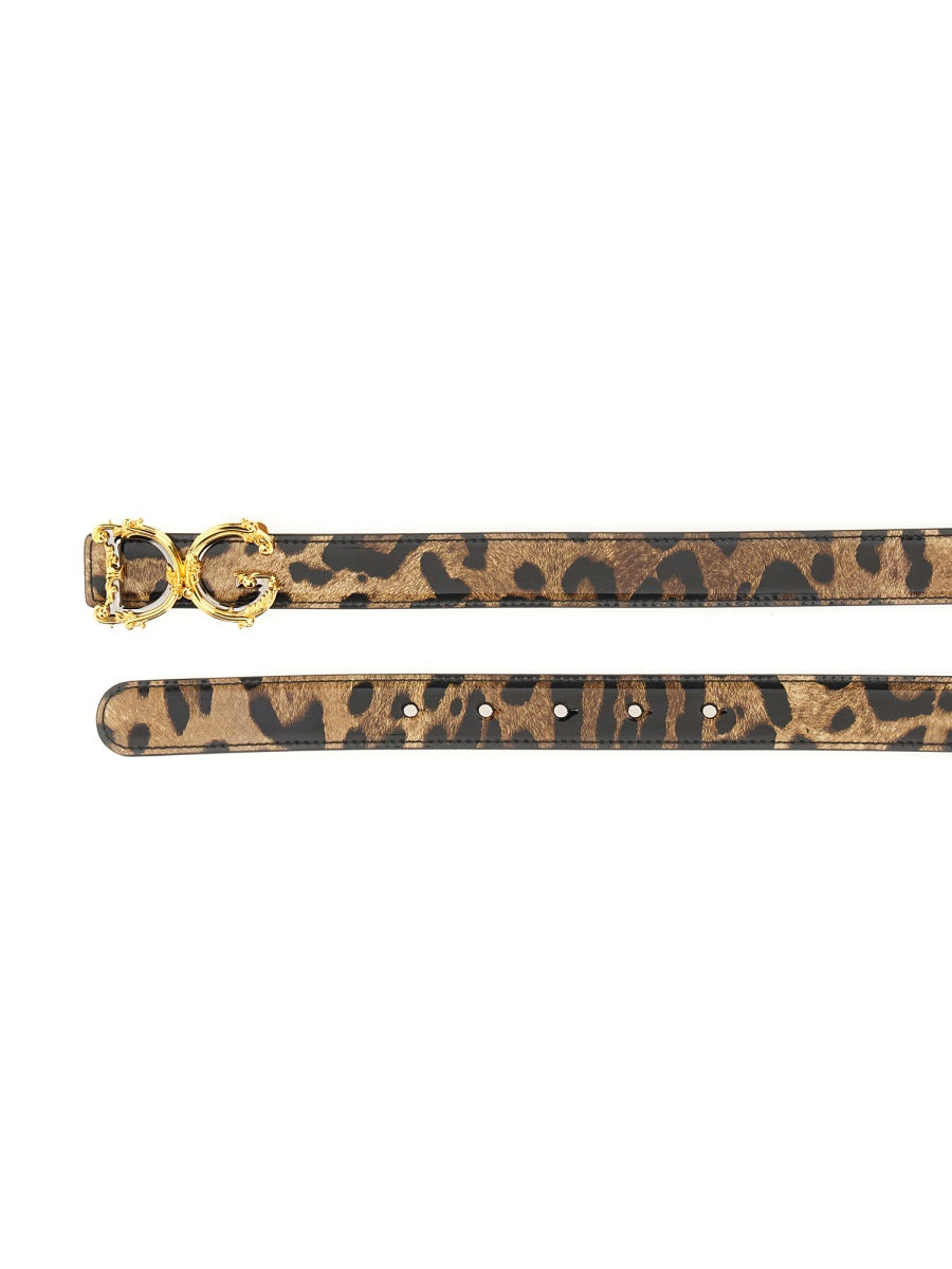 DOLCE & GABBANA Leopard Print Leather Belt