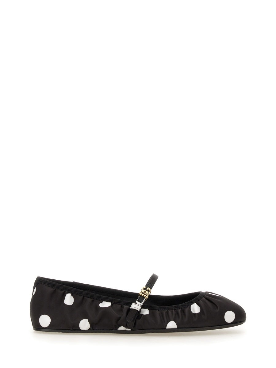 DOLCE & GABBANA Printed Satin Ballerina Flats