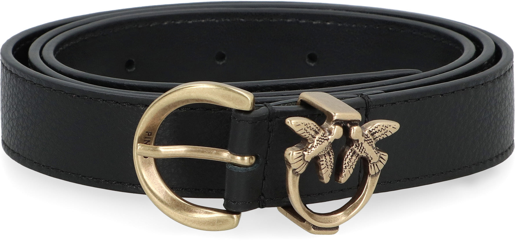PINKO Logo Buckle Leather Belt - 2.5 cm Height