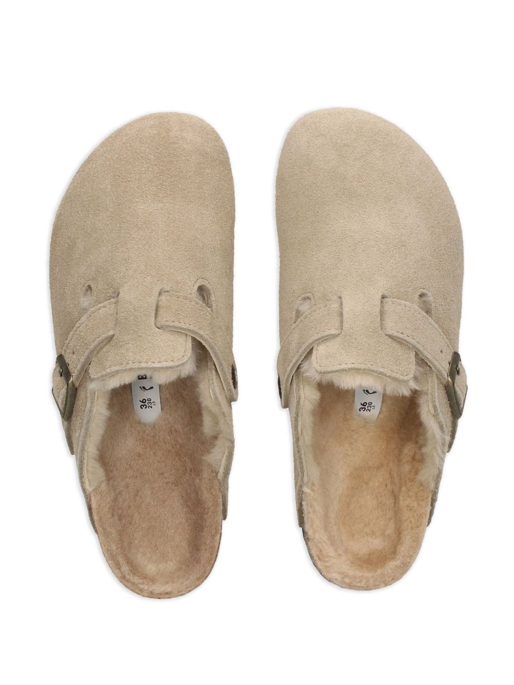 BIRKENSTOCK Shearling Suede Slippers with Adjustable Strap