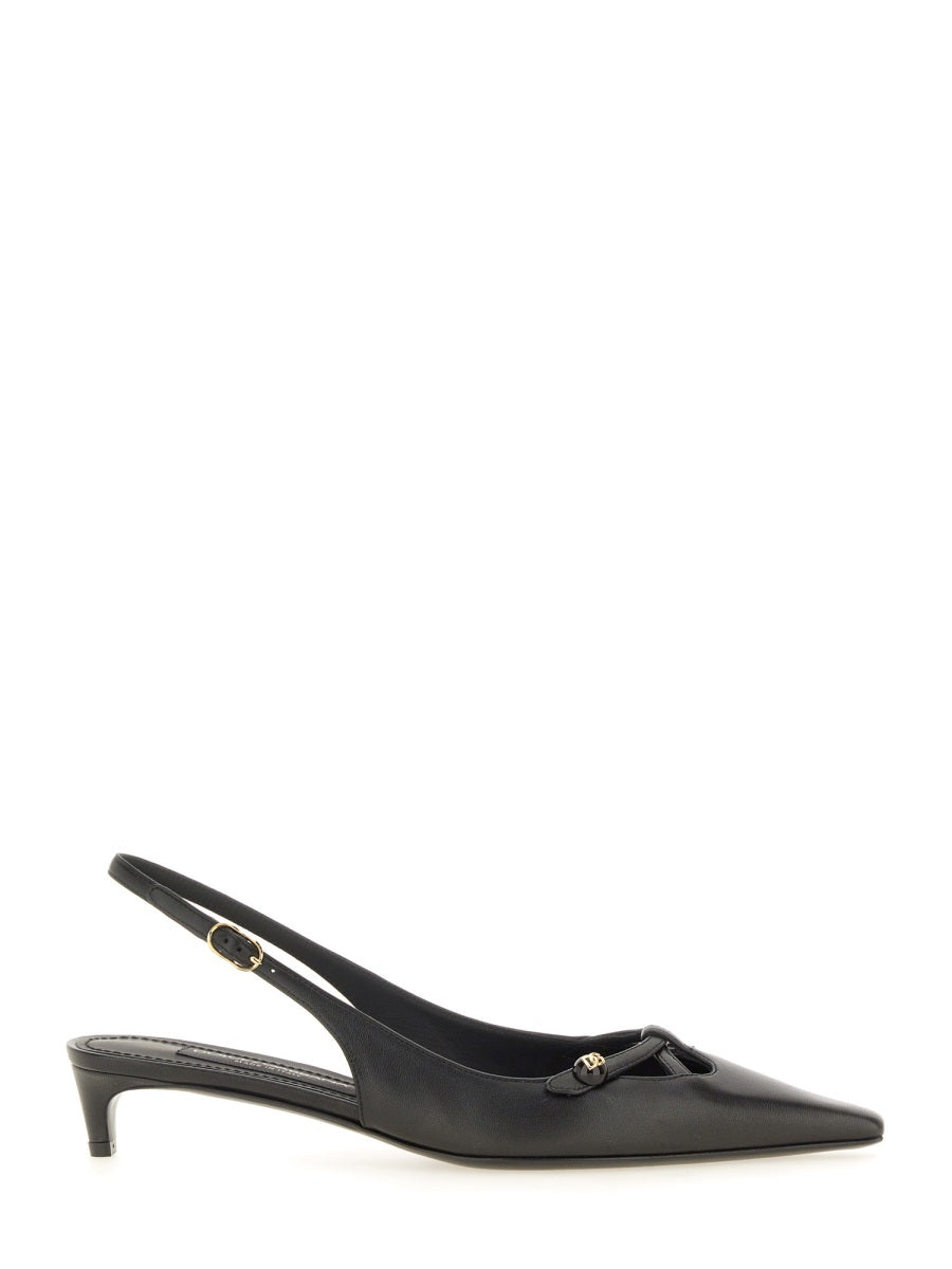DOLCE & GABBANA Leather Tassel Slingback Heels