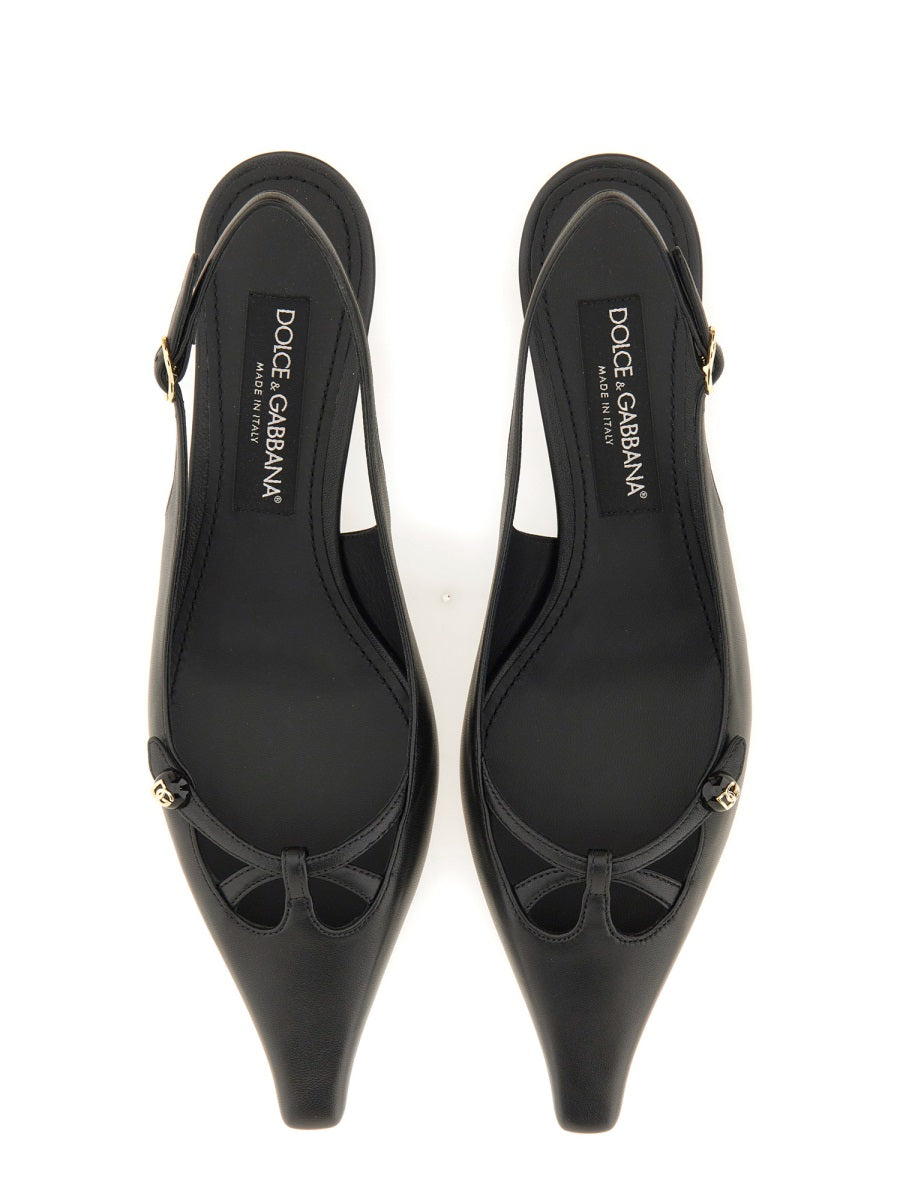 DOLCE & GABBANA Leather Tassel Slingback Heels