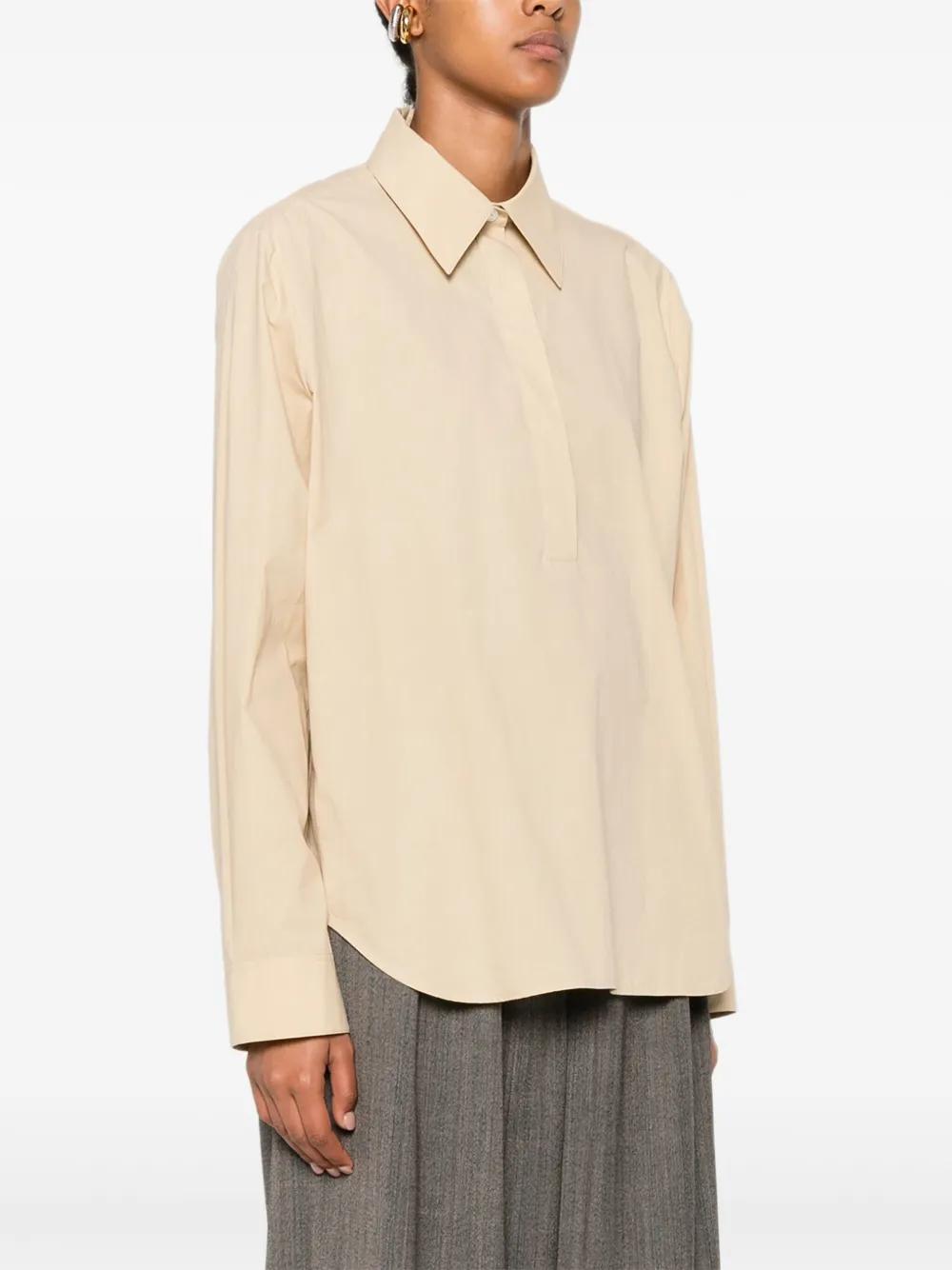 THE ROW Long-Sleeve Shirt with Curved Hem