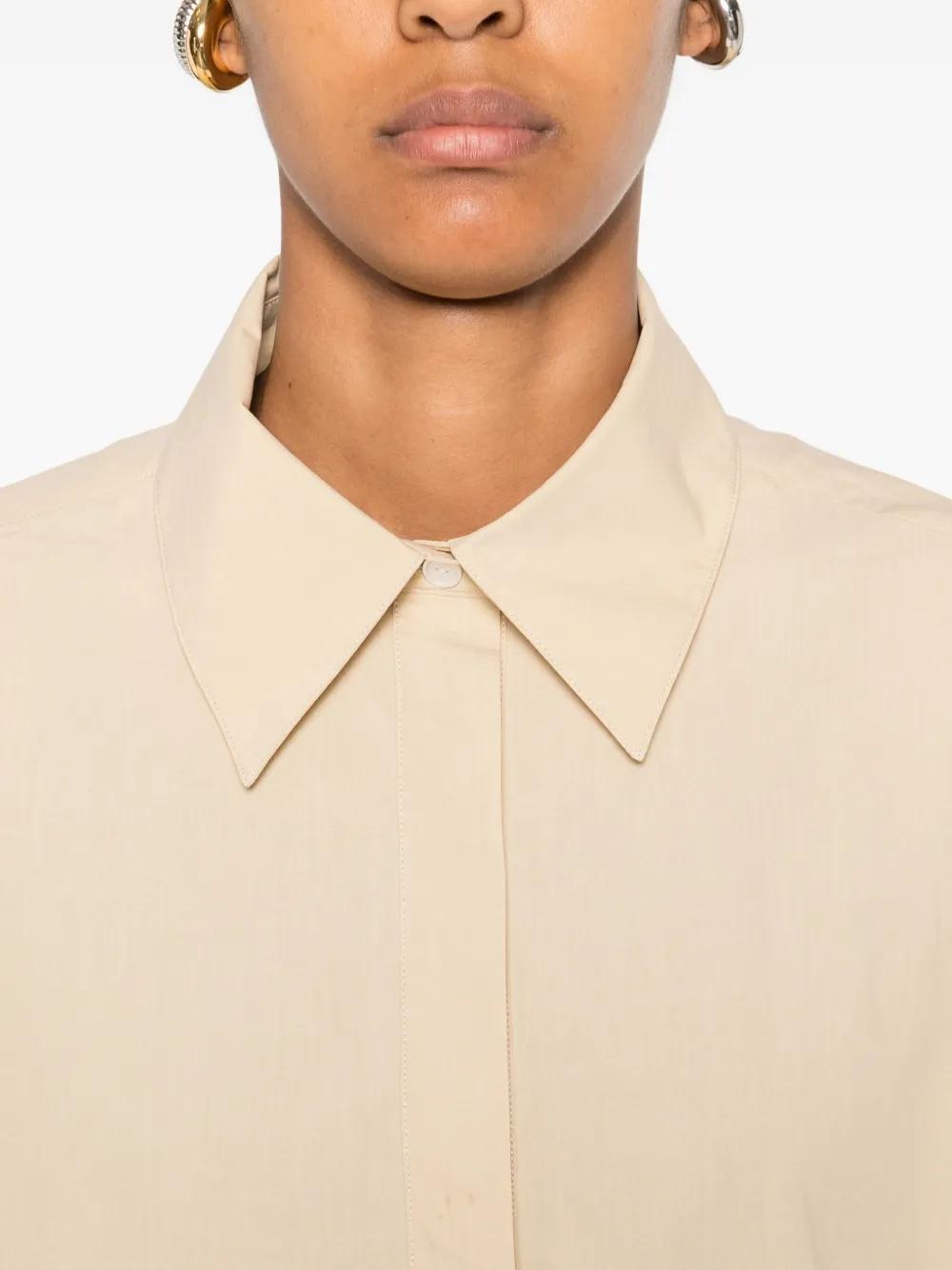 THE ROW Long-Sleeve Shirt with Curved Hem