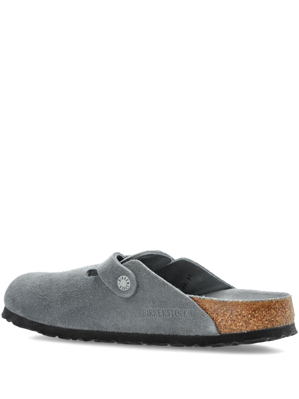 BIRKENSTOCK Men's Suede Leather Boston Slippers with Single Buckle