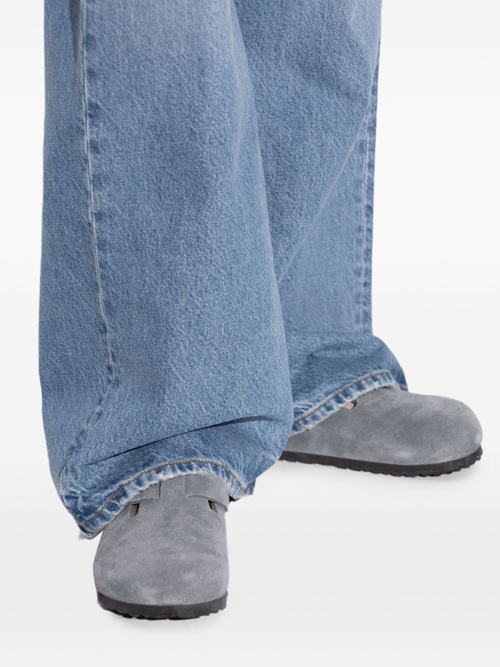 BIRKENSTOCK Suede Leather Slippers with Single Buckle for Women