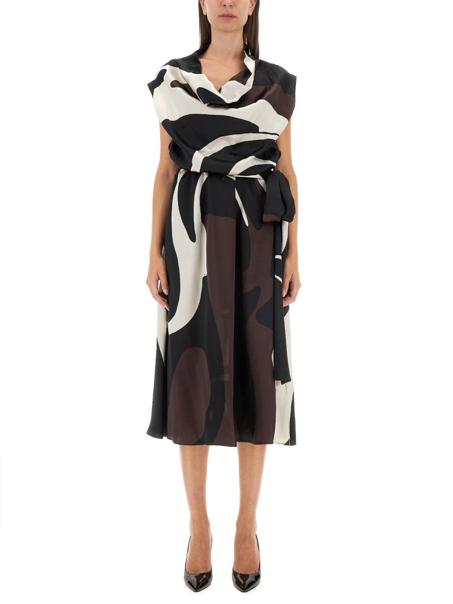 KITON Elegant Silk Dress with Print - Regular Fit, Size 40 IT