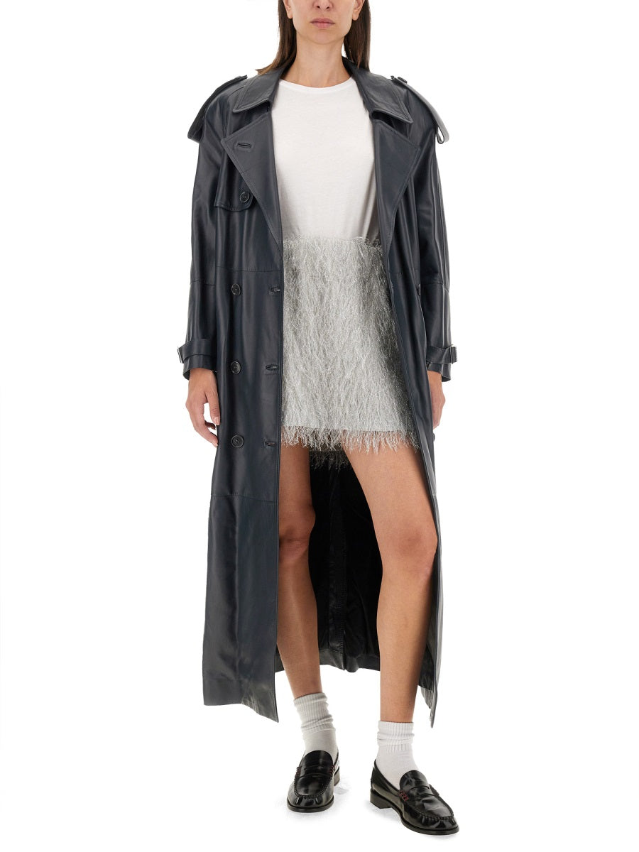 SALVATORE SANTORO Women's Leather Trench Jacket - Size 40 IT