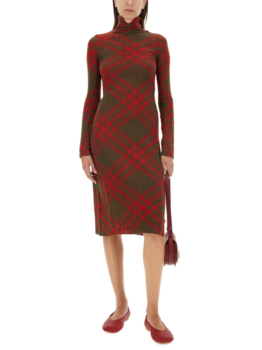 BURBERRY Slim Fit Wool Blend Dress