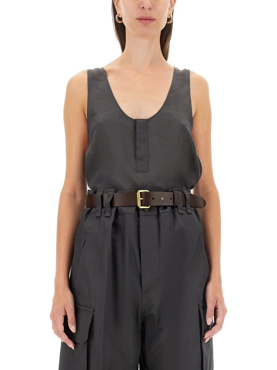 SAINT LAURENT Silk Henley Tank Top Size 40