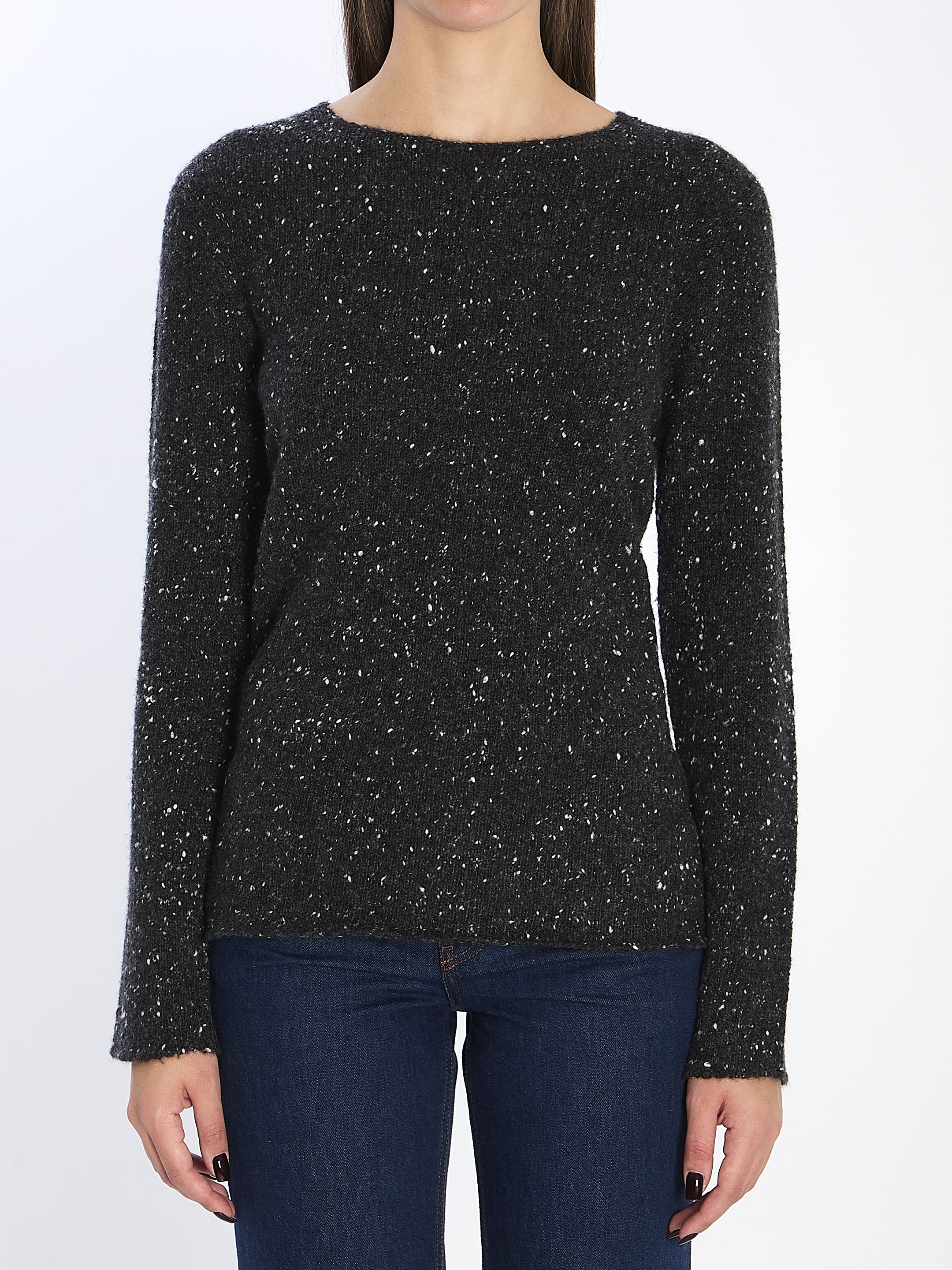 THE ROW Fitted Cashmere Sweater with Wide Crew Neck - Size S