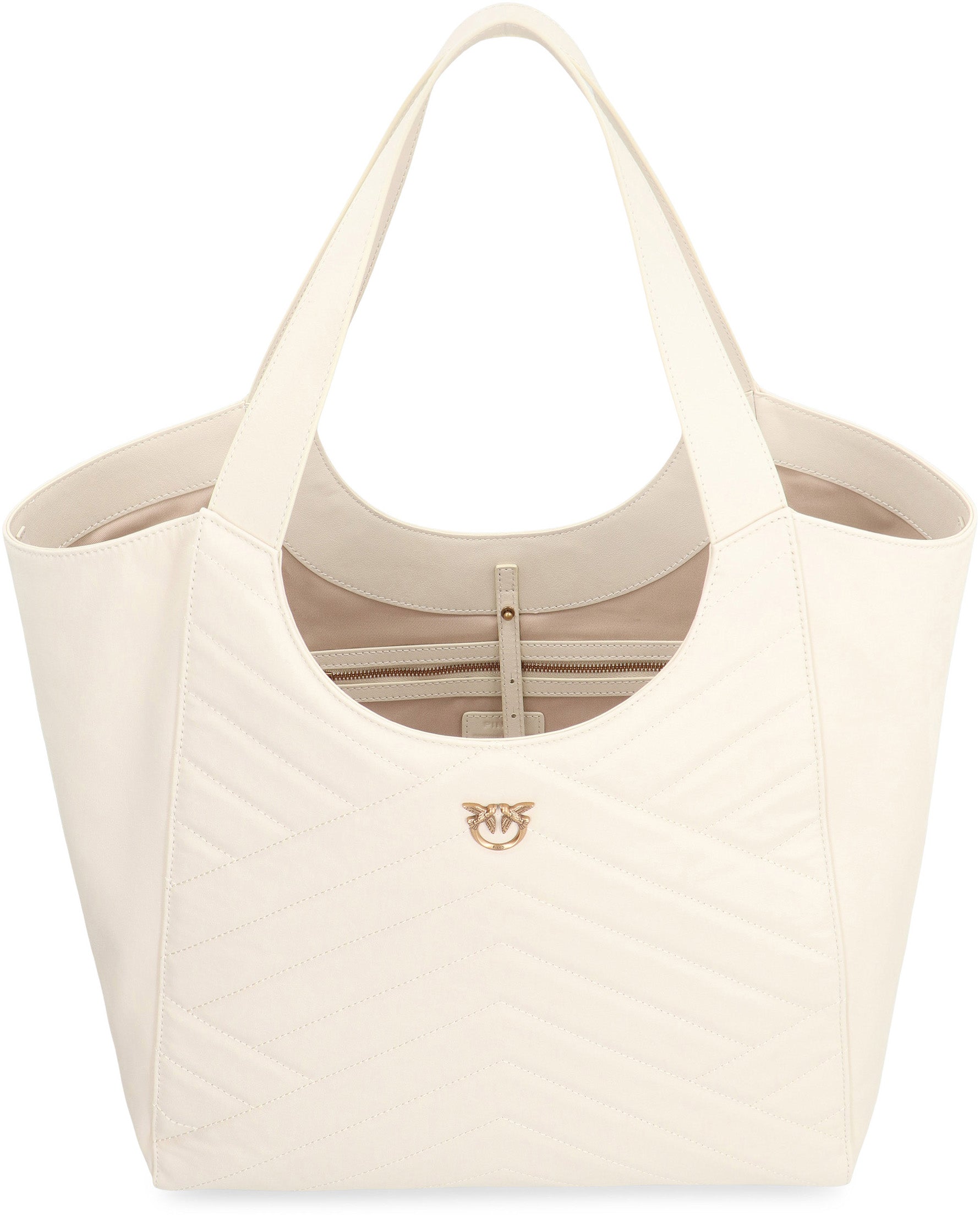 PINKO Quilted Leather Tote Handbag - 34.5 cm Width