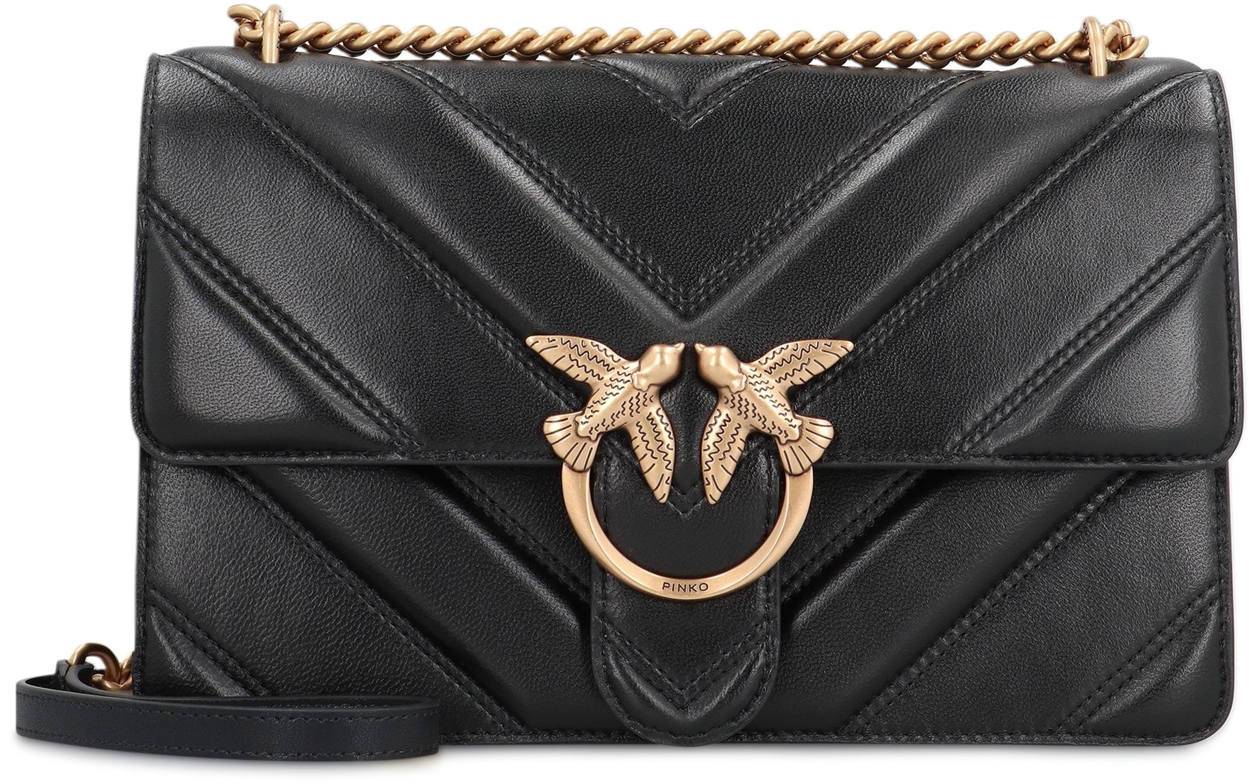 PINKO Quilted Leather Crossbody Handbag 27 CM