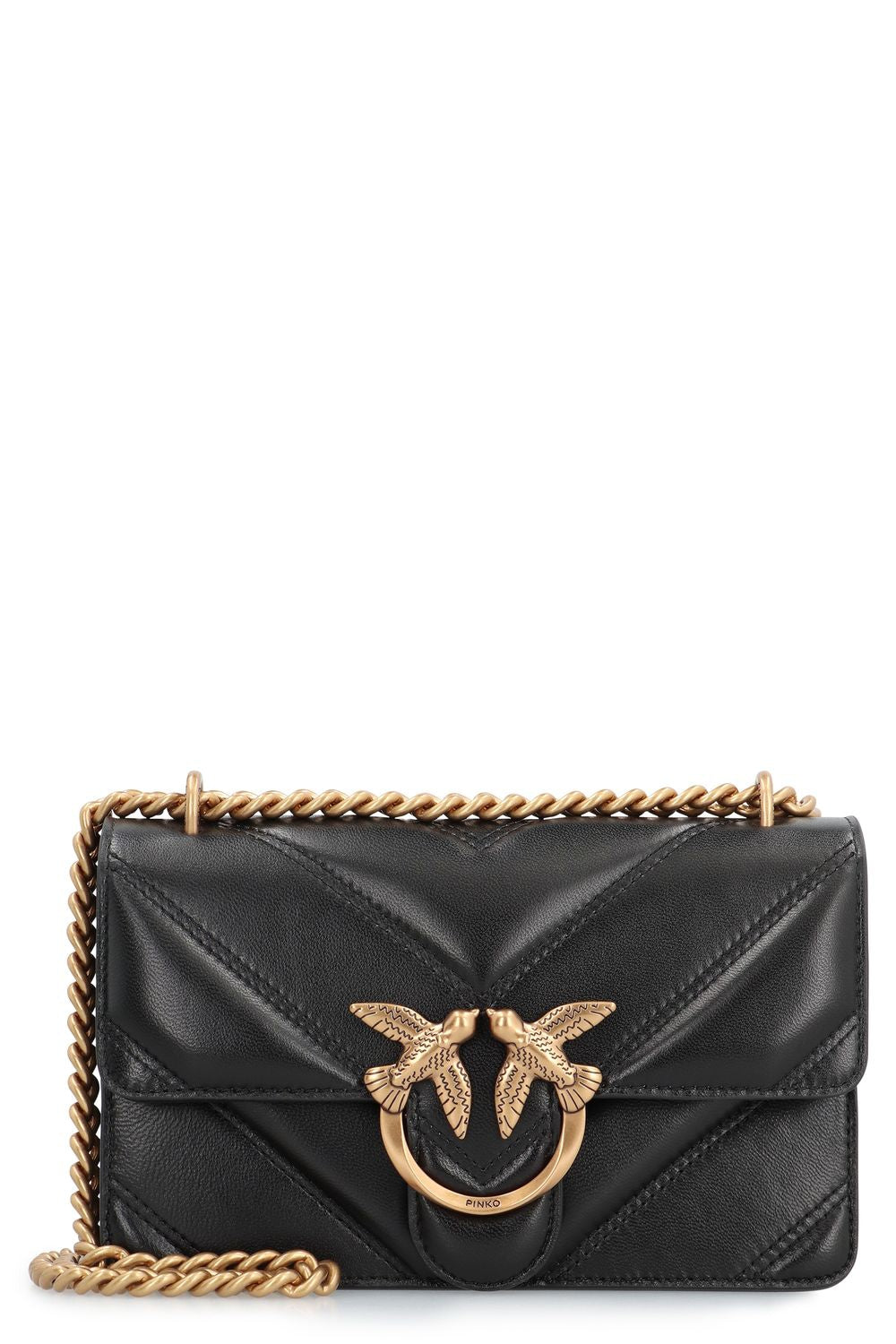 PINKO Mini Leather Crossbody Handbag with Decorative Buckle