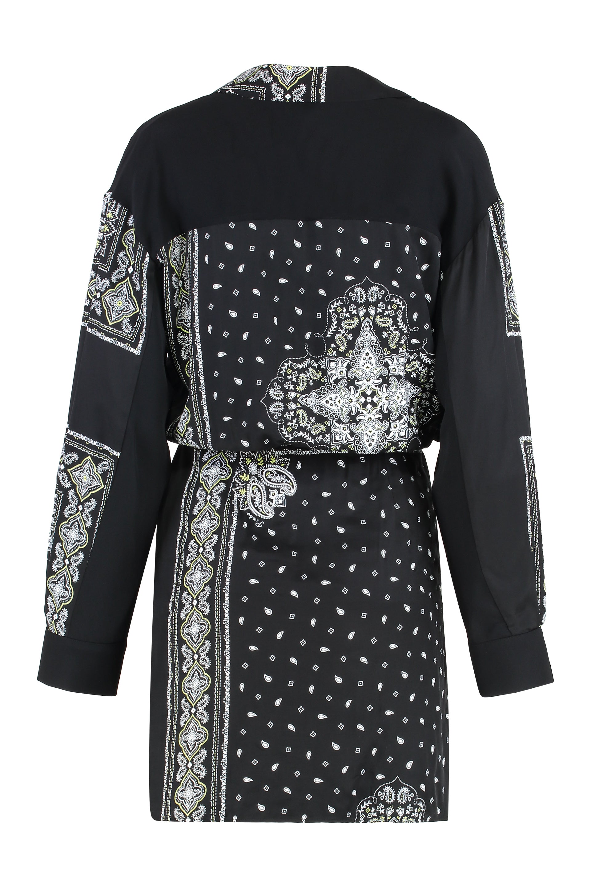 PINKO Chic Bandana Print Wrap-Around Mini Shirtdress