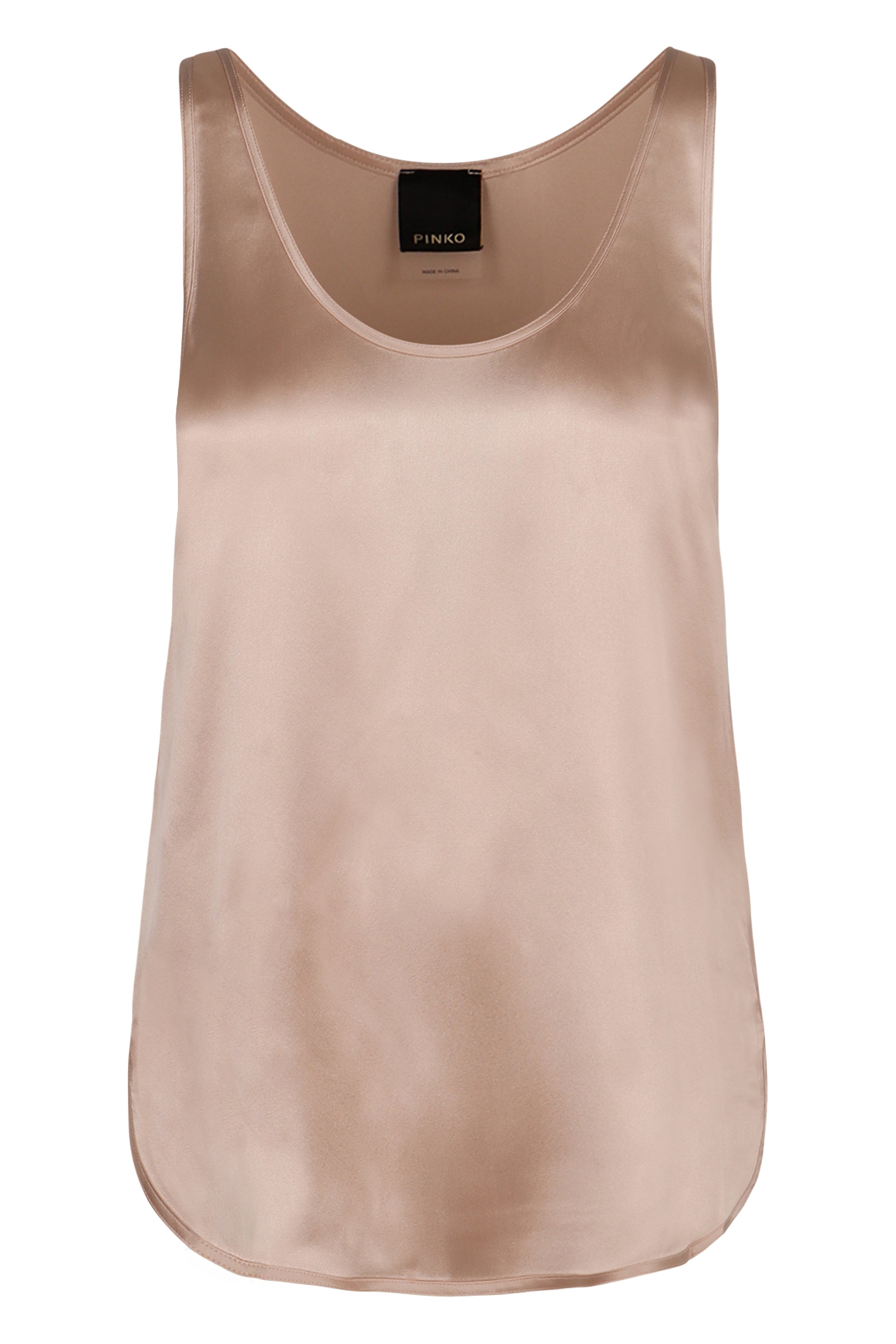 PINKO Satin Tank Top with Rounded Hem