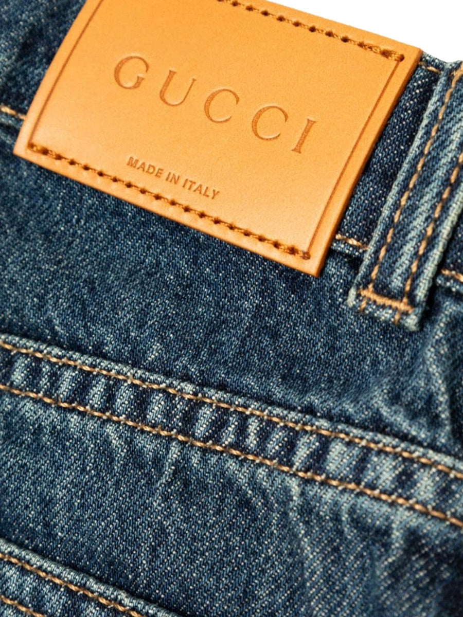 GUCCI Eco Washed Denim Mini Trousers for Kids