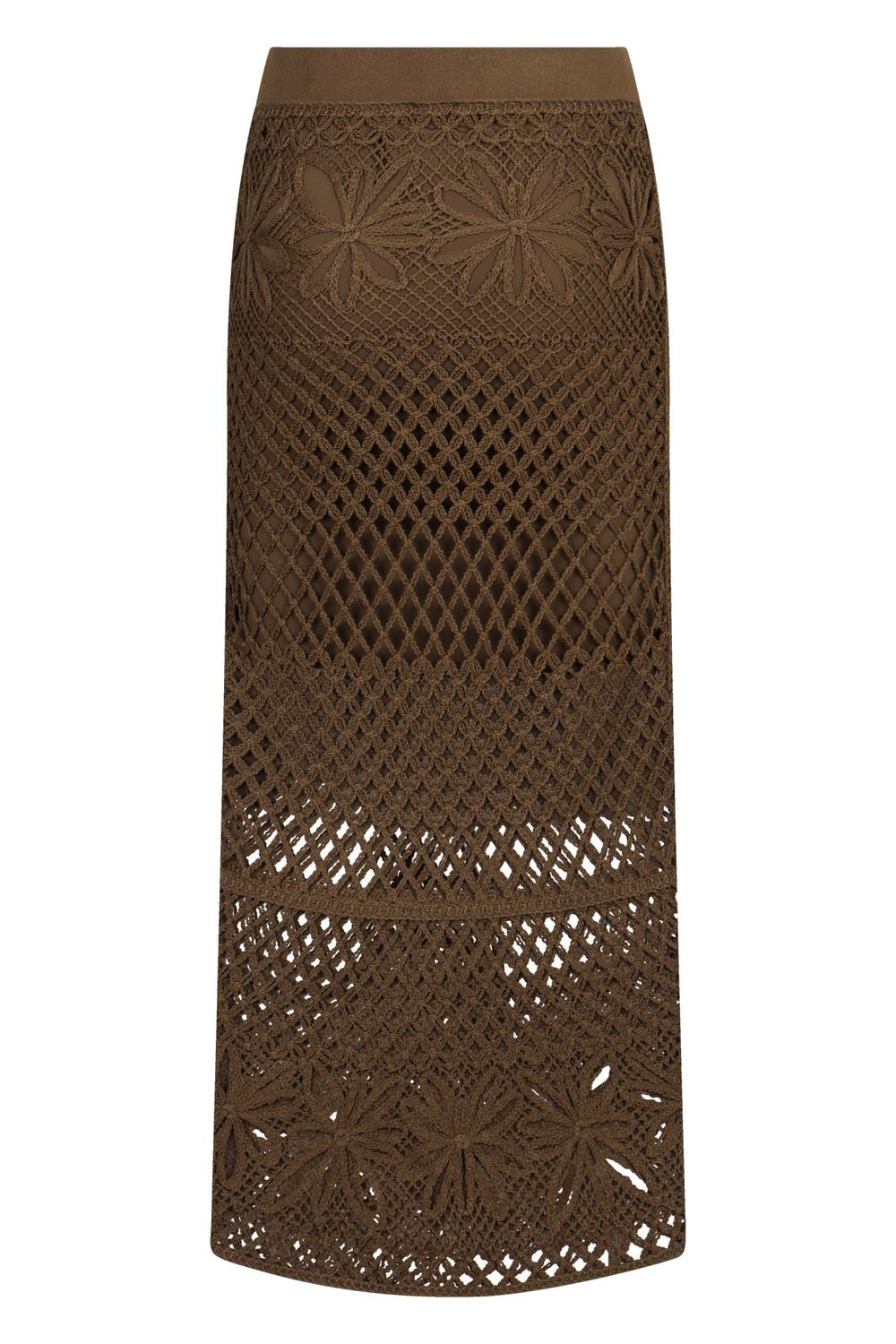 PINKO Floral Crochet Knit Mini Skirt