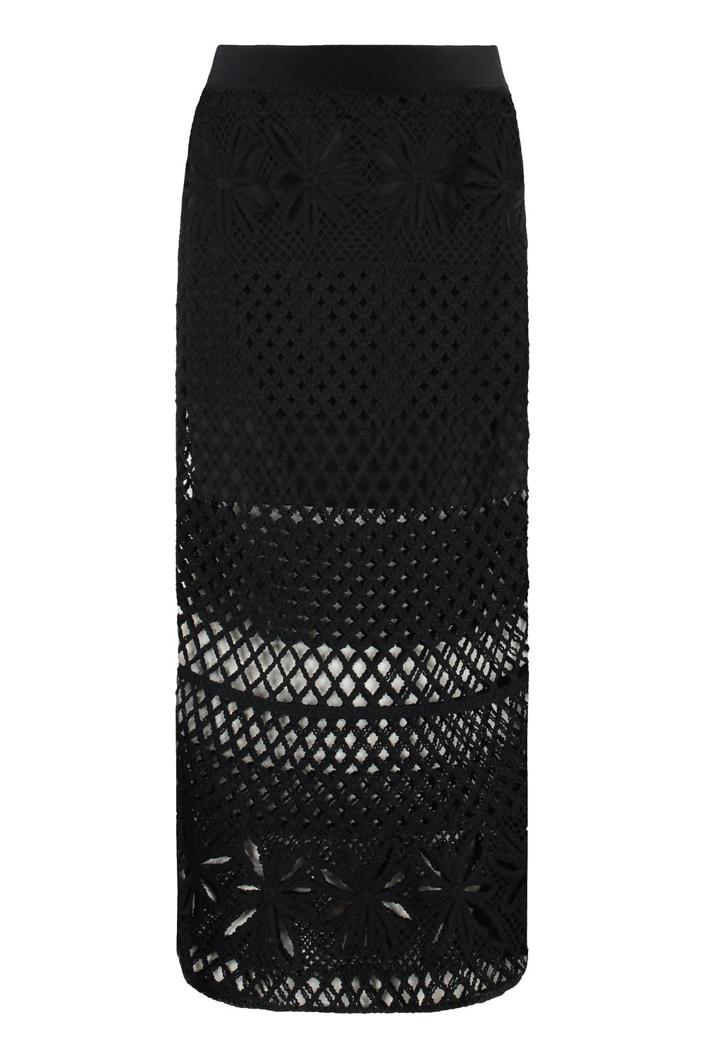 PINKO Crespo Crochet Knit Skirt - Flared Hem Design