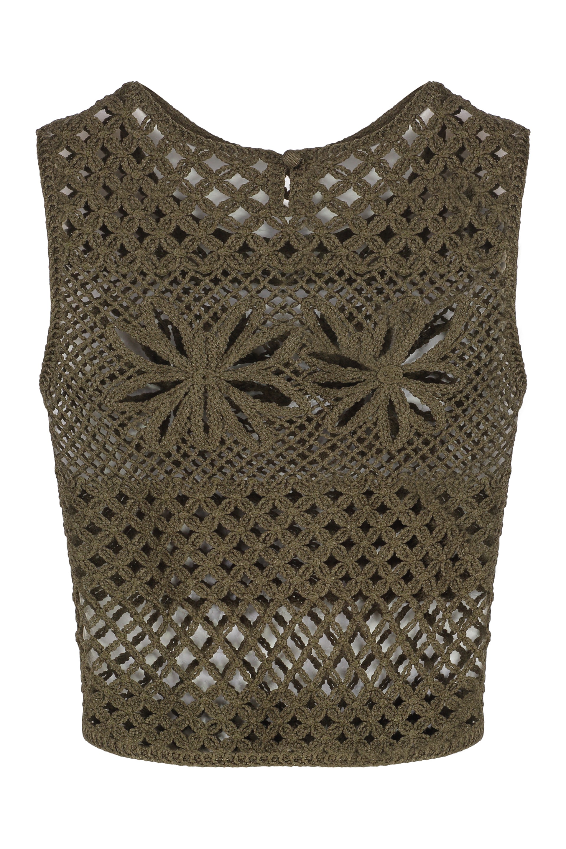 PINKO Sleeveless Crochet Knit Top