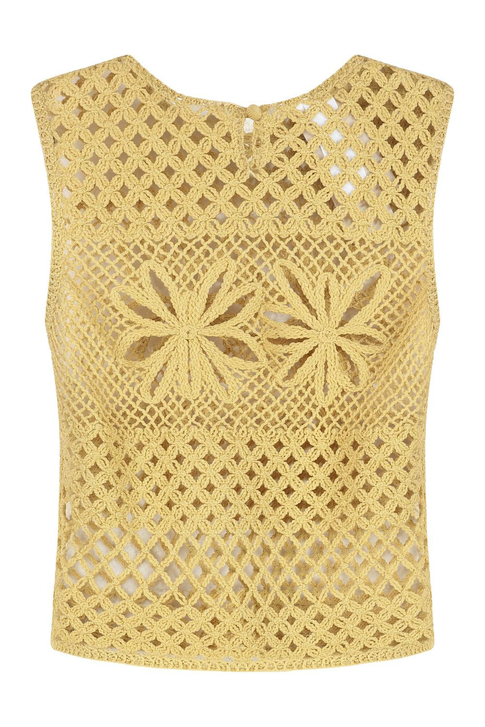 PINKO Sleeveless Crochet Knit Top