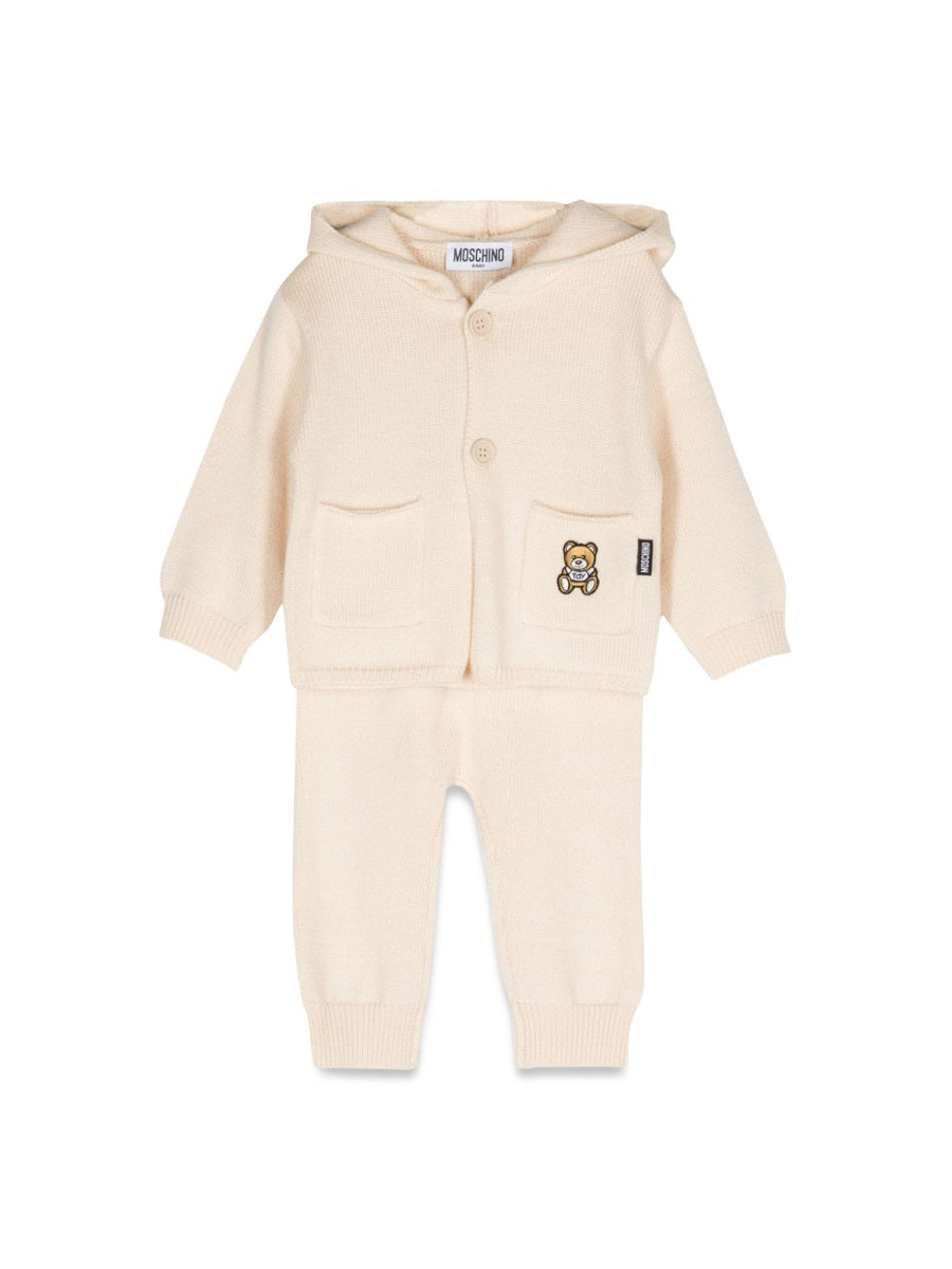 MOSCHINO Cozy Cardigan and Pants Set for Mini Trendsetters
