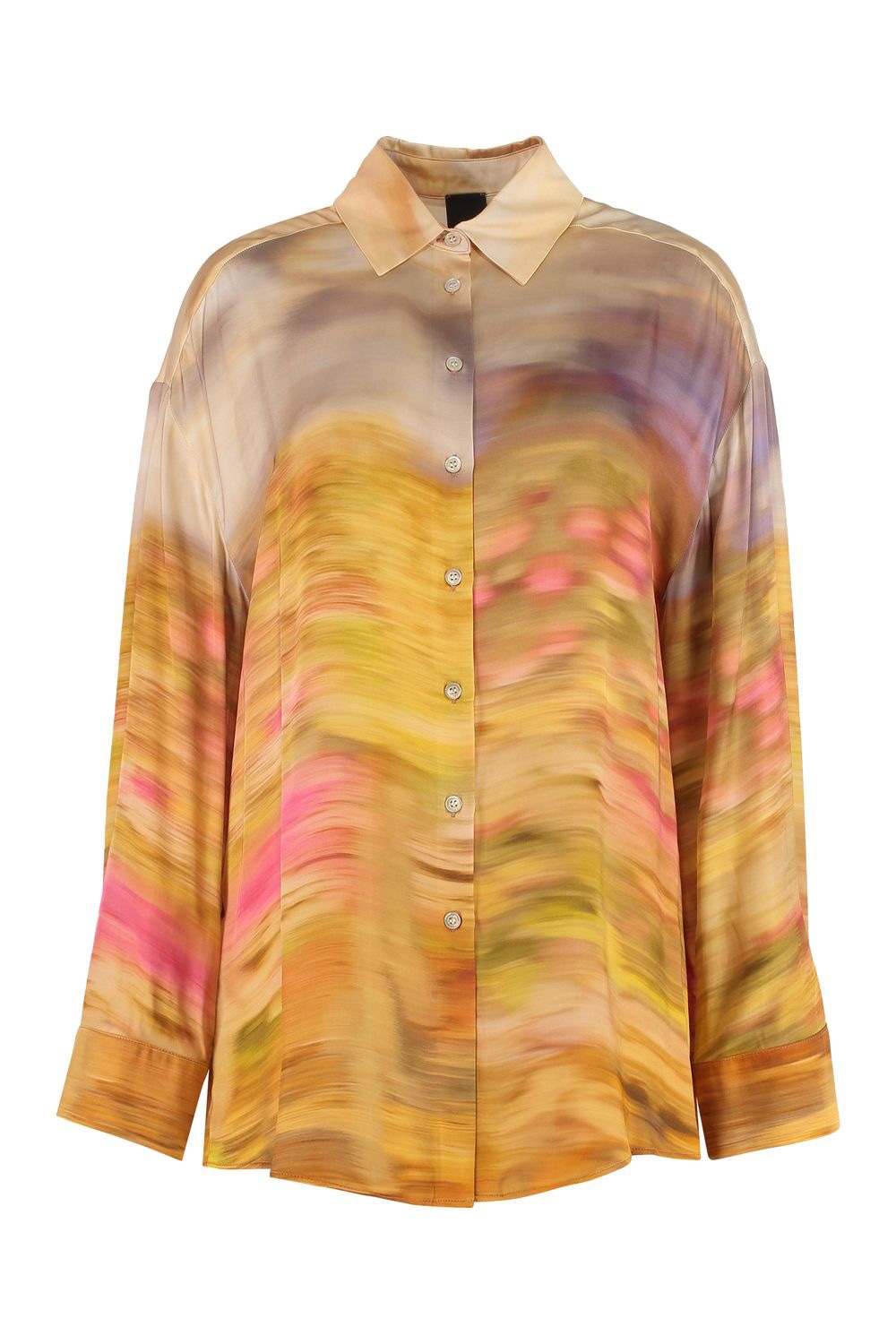 PINKO Printed Viscose Shirt with Pointed Collar