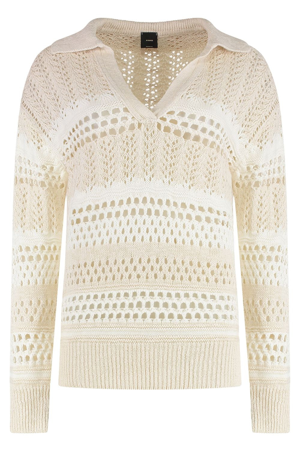 PINKO Cotton-Linen Sweater with Ribbed Knit Edges