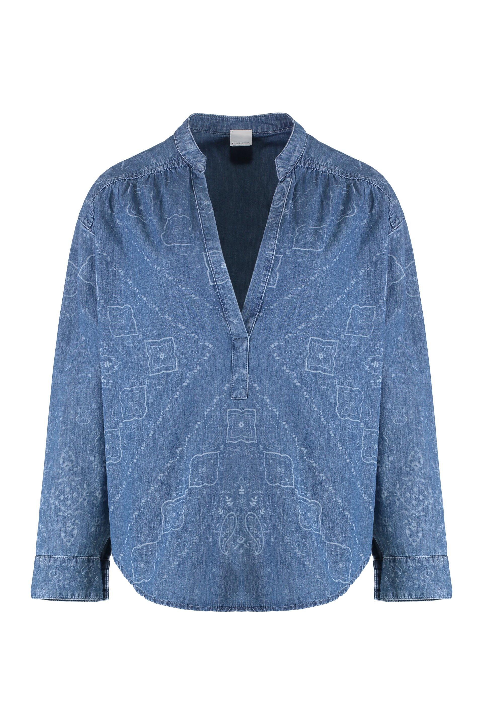 PINKO Denim Blouse with Paisley Print