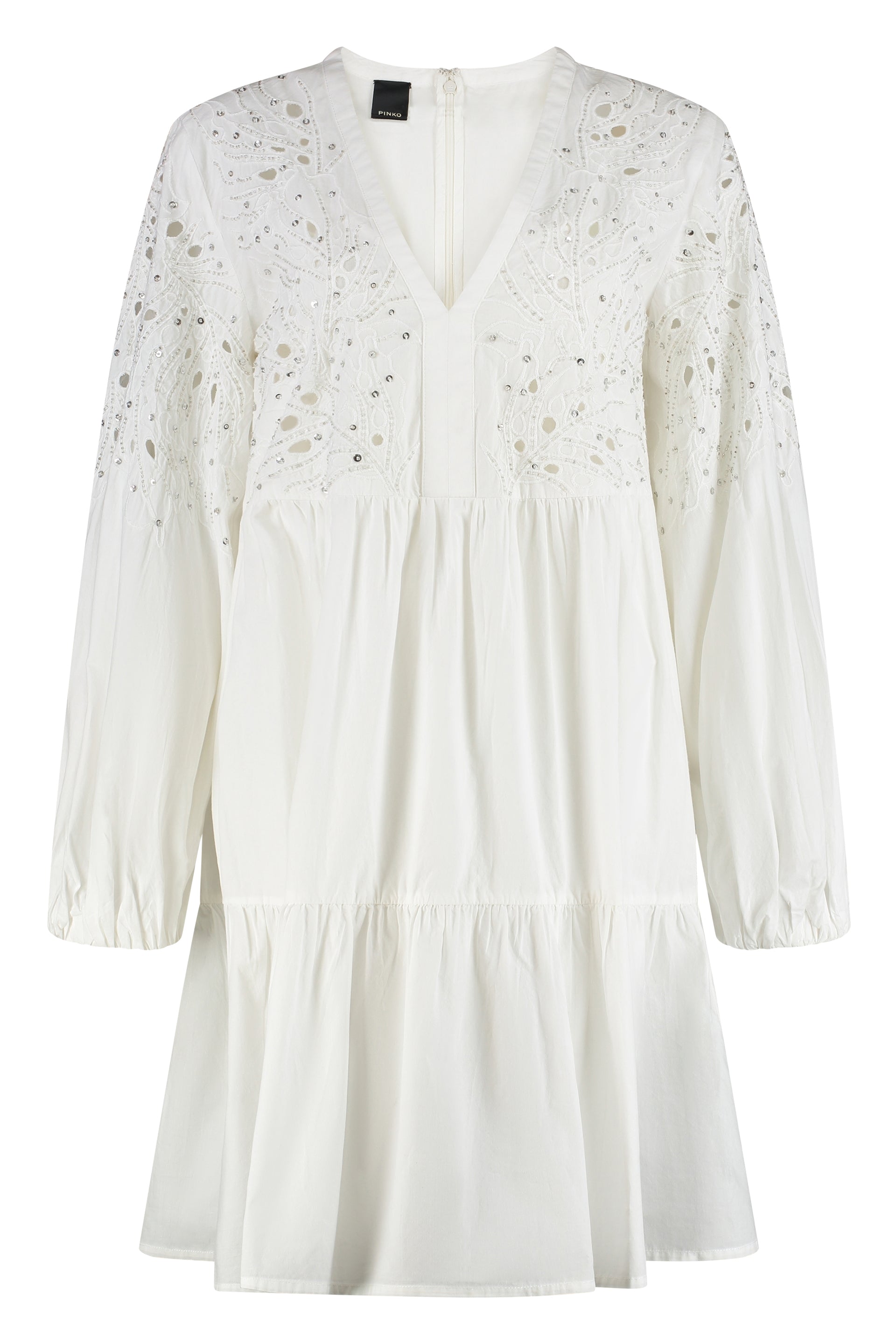 PINKO Cotton Mini-Dress with Broderie Anglaise Details