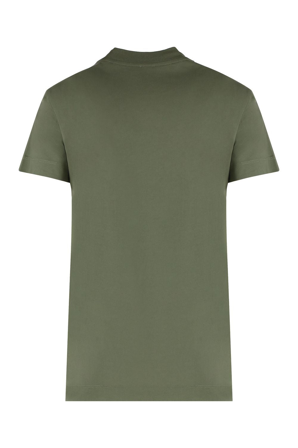 PINKO Cotton Crew-Neck T-Shirt with Front Print and Rhinestones