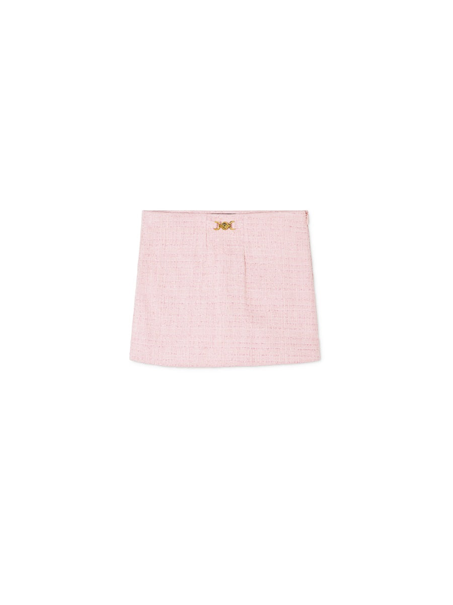 VERSACE Cotton Mix Tweed Mini Skirt for Girls