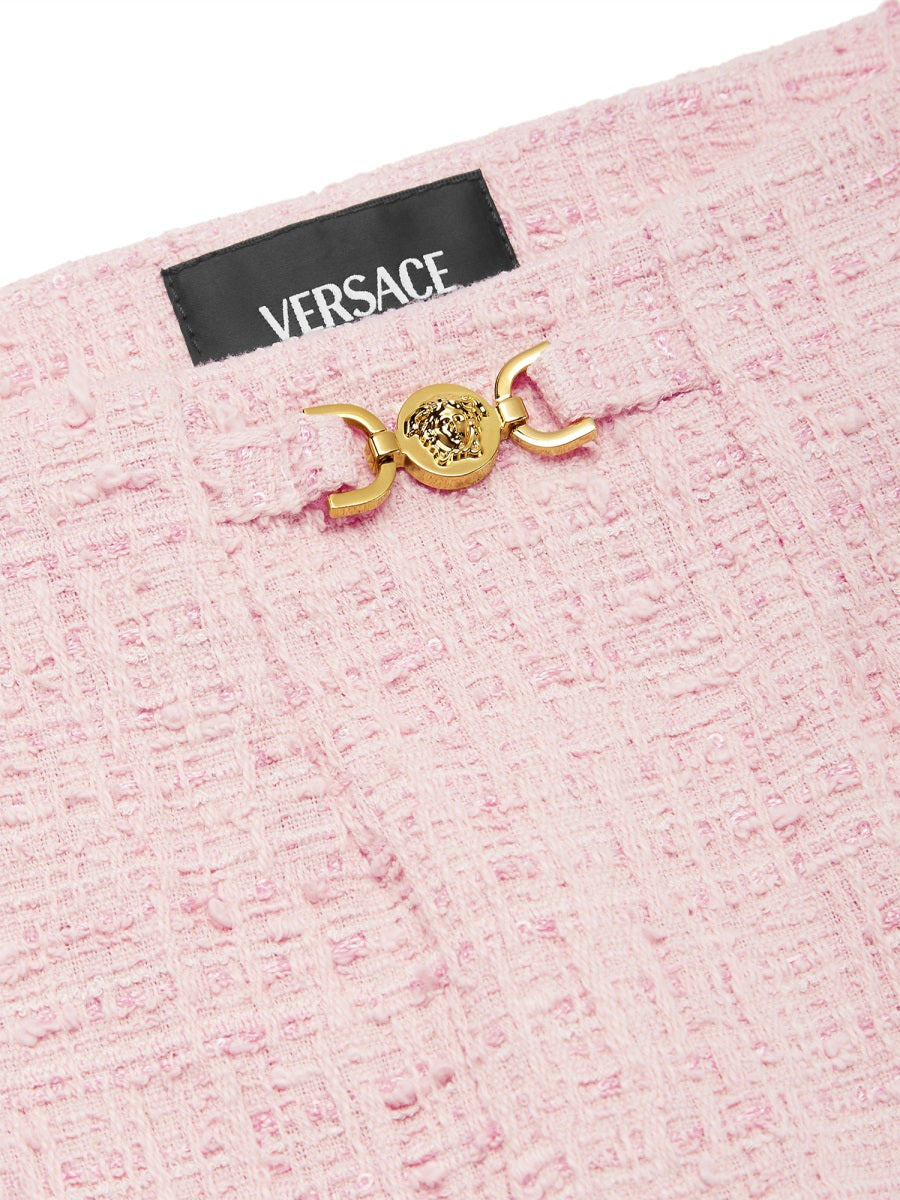 VERSACE Cotton Mix Tweed Mini Skirt for Girls